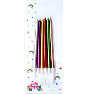 6 Lı Renkli Mum 14 Cm Altlıklı