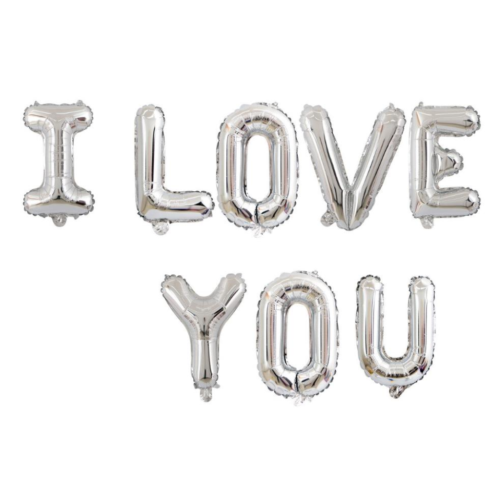 "I Love You" Folyo Balon Set Gümüş Renk 40 cm