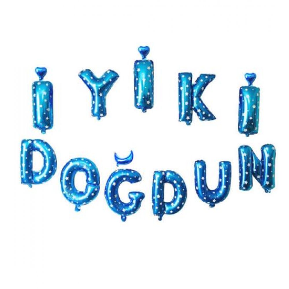 "İyi Ki Doğdun" Folyo Balon Set Mavi Renk 40 cm