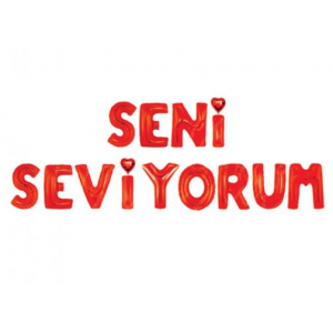 "Seni Seviyorum" Folyo Balon Set Kırmı...