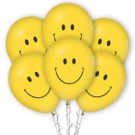 Gülen Yüz Baskılı 12" Balon Sarı Renk ( 100 Adet )