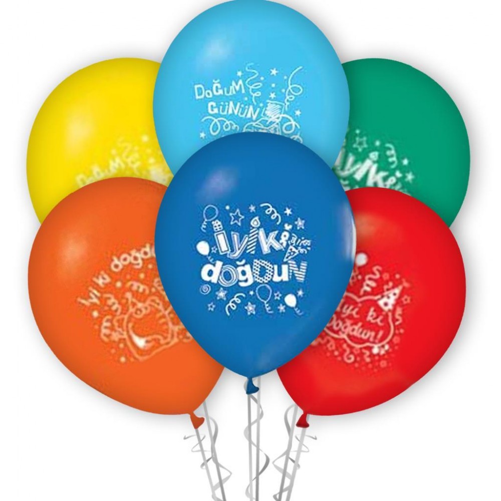 İyi Ki Doğdun Baskılı 12" Balon Karışık Renk ( 100 Adet )
