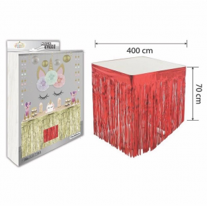 Metalize Masa Eteği 300*70 Cm Kırmızı Renk