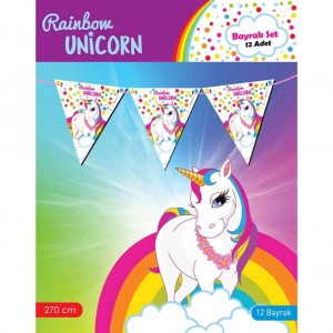 Rainbow Unicorn Üçgen Flama